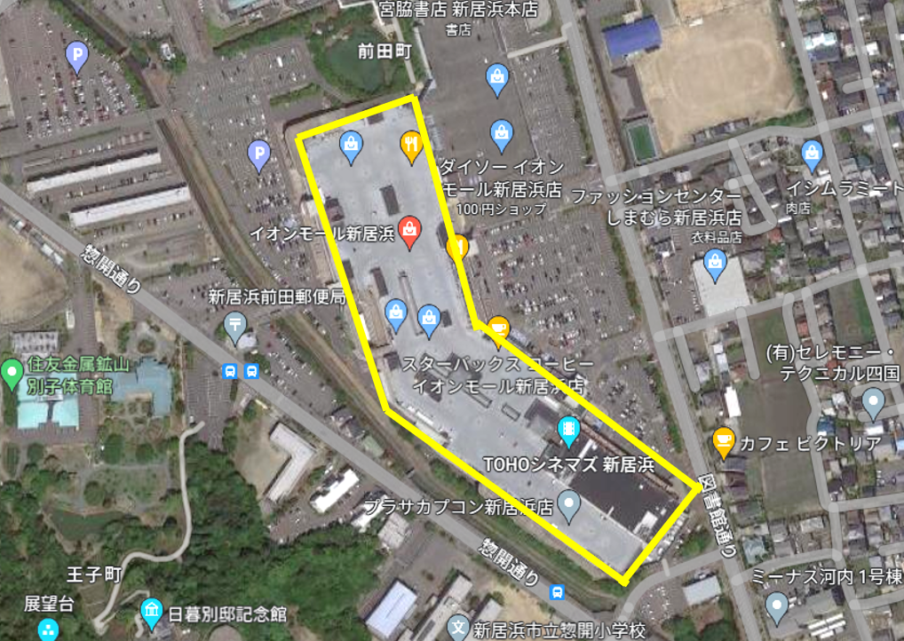 愛媛県　イオンモール新居浜店 屋上駐車場
